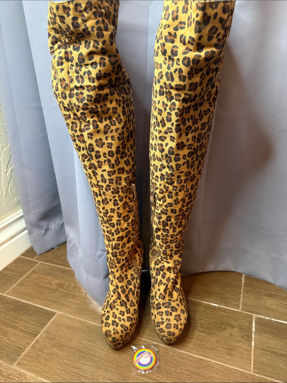 Leopard Print Over-The-Knee Heeled Boots - Women